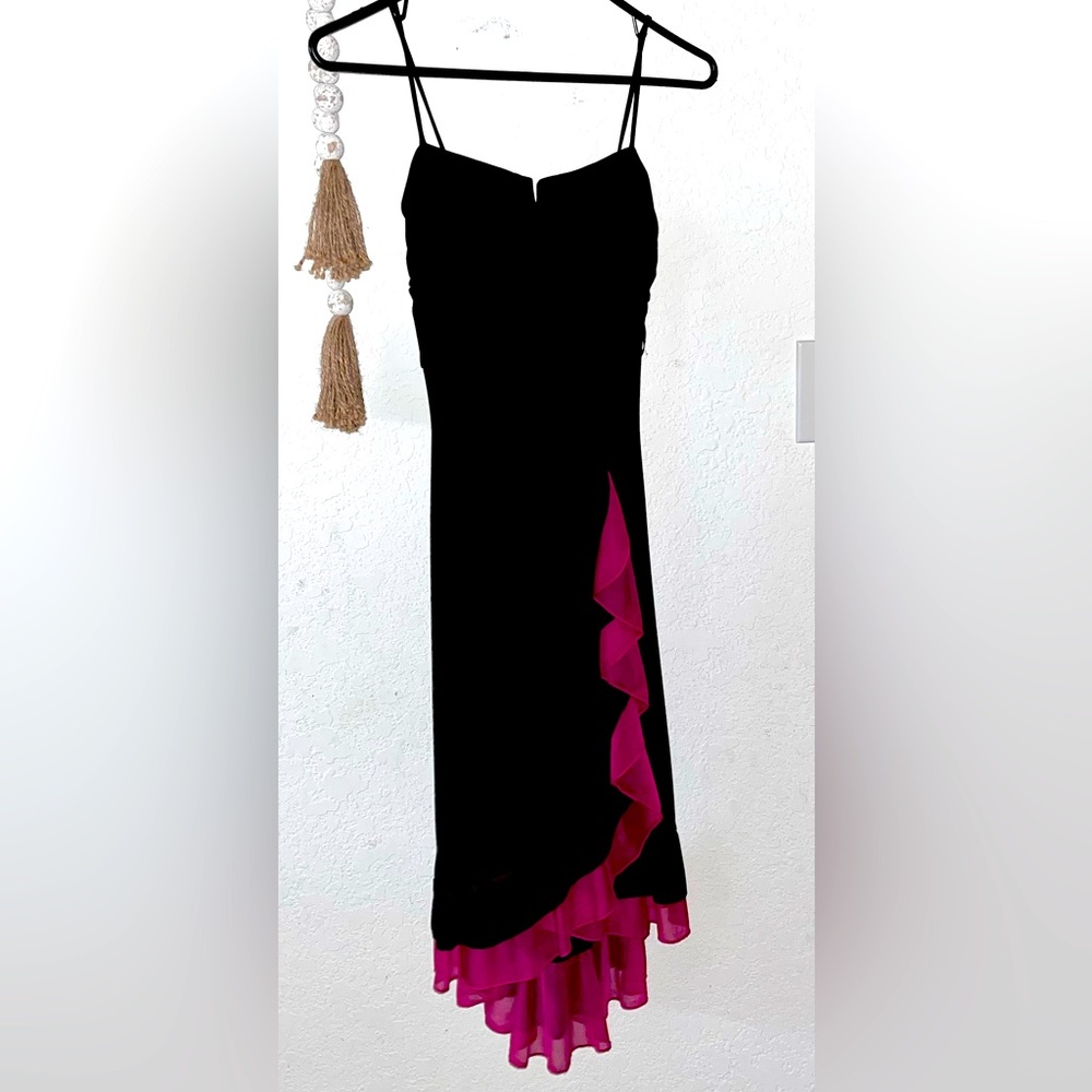 Ruby Rox- Elegant Black and Pink Women's Dress